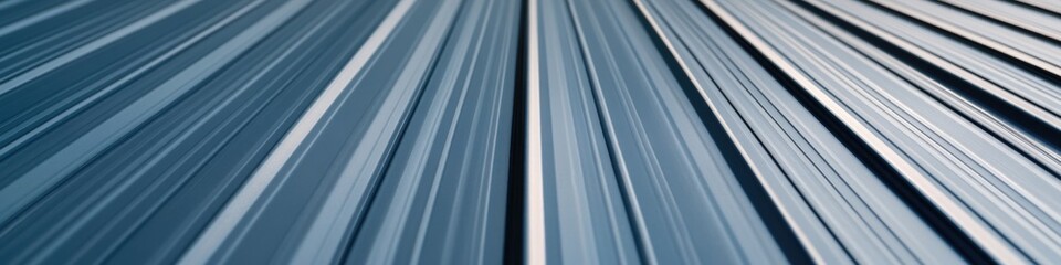 Wall Mural - close-up of corrugated metal sheet with light and shadow creating dynamic linear patterns