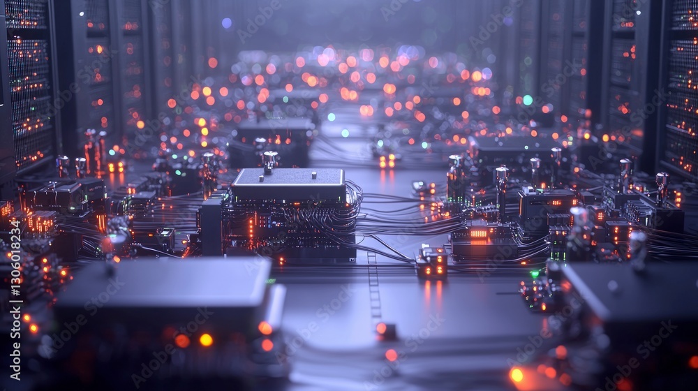 Futuristic Data Center Server Network AI Technology Computing Digital ...