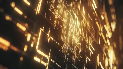Wall Mural - High-tech financial data visualization with fluctuating stock market charts and futuristic binary code overlay