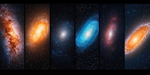 Wall Mural - Universe Expansion Dynamics Concepts. Stunning collage of colorful galaxies in deep space.