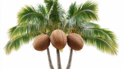 Tropical three coconut palm trees isolated