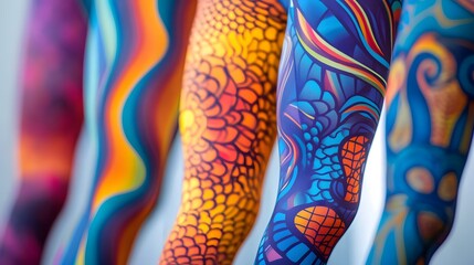 Wall Mural - A pair of sleek yoga leggings in a trendy pattern, displayed to highlight flexibility and comfort