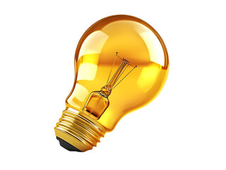 Wall Mural - a vibrant yellow light bulb on a transparent background, symbolizing innovation, creativity, and bri