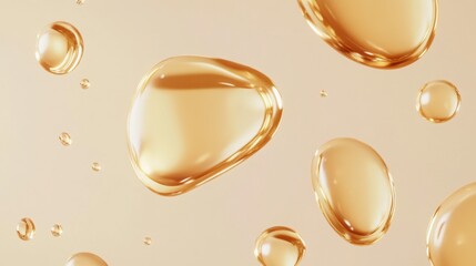 Canvas Print - transparent amber droplets on soft beige background for design use
