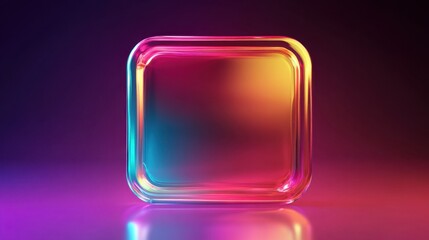 Canvas Print - colorful abstract glass shape with glow and gradient background