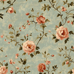 Wall Mural - seamless vintage floral pattern wallpaper background