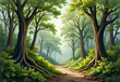 © Md - Dense, lush forest with towering trees and thick underbrush