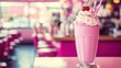 © Wan Haniza - Delightful Pink Milkshake with Cherry and Whipped Cream Topping