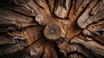 Wall Mural - detailed close-up of a rustic wooden tree trunk showcasing intricate textures and patterns ideal for