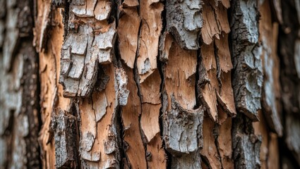 Wall Mural - closeup of textured tree bark highlighting natural patterns and colors in a forested environment