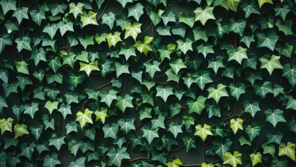 Wall Mural - ivy leaves wall texture background featuring lush green foliage ideal for natural garden aesthetics 
