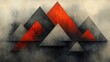 © heinng - Abstract Red Gray Triangles Geometric Art Moody Watercolor Style. AI Generated