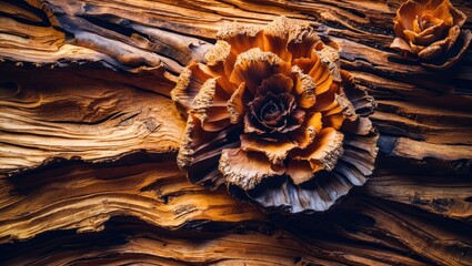 Wall Mural - hornbeam wood grain texture with intricate patterns and floral design, perfect for rustic background