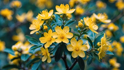 Wall Mural - Vibrant Yellow Xyridaceae Blossoms with Lush Green Leaves in a Soft Focus Background Ideal for Nature and Floral Themed Designs