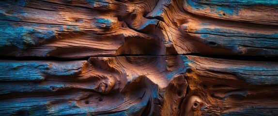 Wall Mural - detailed close-up of vibrant weathered wood texture showcasing rich colors and intricate patterns id