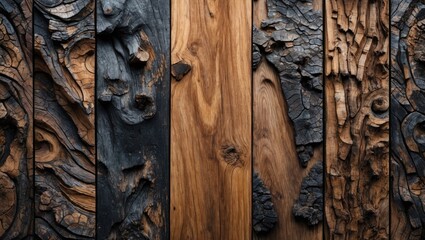 Wall Mural - natural wood texture background featuring intricate patterns and contrasting colors of weathered and