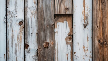 Wall Mural - wooden fence with weathered white paint close-up showcasing detailed textures and natural patterns i