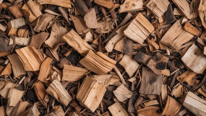 Wall Mural - wood chip mulch texture with various shades of brown, perfect for landscaping, gardening, or as a na
