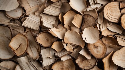 Wall Mural - natural wood chips background texture in various shapes and sizes for use in design and decoration p