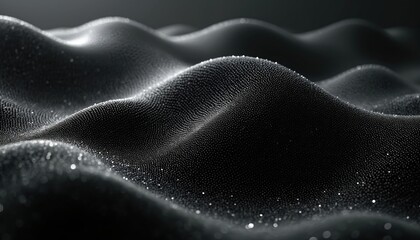 Leinwandbilder - Abstract black, white dotted wave pattern with dynamic curves. Fluid monochrome textures surface. Modern minimal design tech background. Elegant three-dimensional flow, motion illusion, graphic