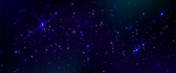 Wall Mural - outer starry night with bright sparkle elements scattered across dark cosmos. twinkling celestial bo