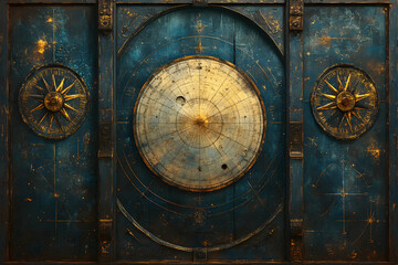 Celestial Cartography, A Vintage Astrological Chart with Compass Roses