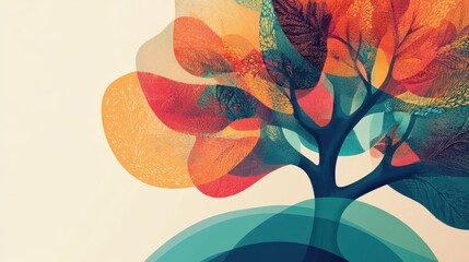 Leinwandbilder - Symbolic design illustrating mutual fund principles with vibrant colors and a tree motif