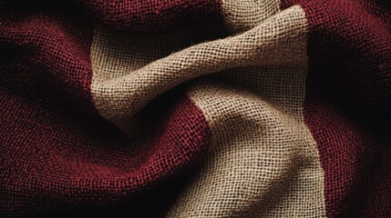 Poster - Rustic burgundy and beige burlap fabric creating a warm and inviting atmosphere for home decor and crafts