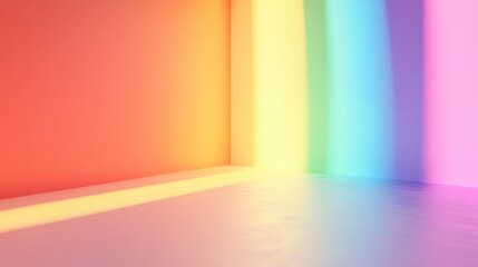 Canvas Print - colorful gradient walls with spectral light in a minimalist space