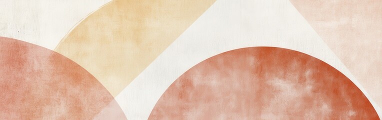 Aufkleber - Minimalist pencil strokes create abstract half-circles with warm tones and subtle textures