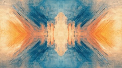 Aufkleber - Abstract pencil strokes design blending shades of blue and hints of warm colors in a dynamic pattern