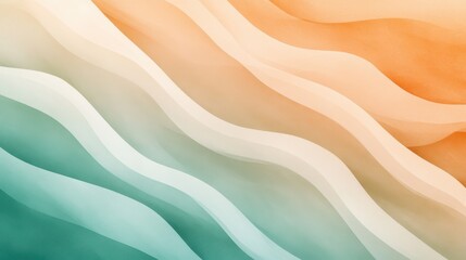 Poster - Minimalist pencil strokes gradient creating a smooth transition of soft colors from teal to peach