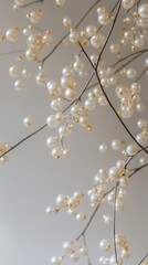 Aufkleber - Sparkling pearl white and pastel yellow decorative branches enhance a soft and serene atmosphere in an elegant setting