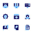 © Blockfine - Design icon set. Bold style. Duotone colors. design , creative design, web design , graphic design , code design, compass, calendar