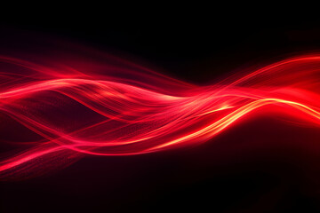 Wall Mural - dynamic red light trails on black background, abstract energy flow
