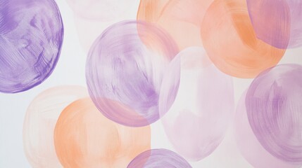 Aufkleber - Soft pastel circles create a soothing abstract design in peach and lavender hues on a white background