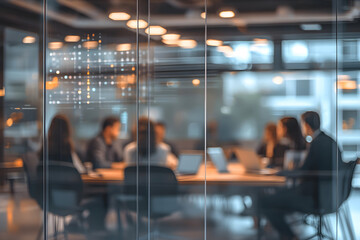 Wall Mural - abstract blur image of business people walking at modern hallway with bokeh for background usage