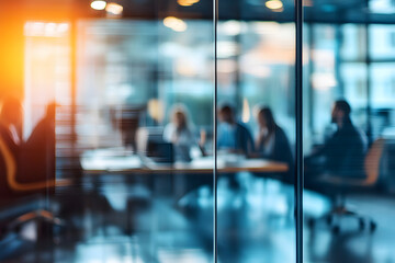 Wall Mural - abstract blur image of business people walking at modern hallway with bokeh for background usage