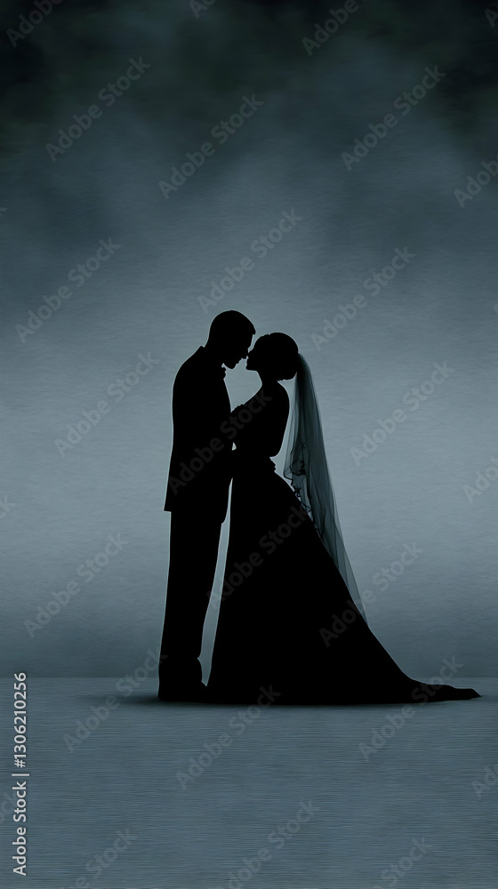 Elegant Monochrome Pixel Illustration Of Loving Couple Silhouette In ...