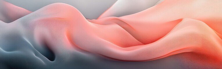 Poster - Flowing coral fabric blending into soft gray tones creates a captivating visual depth and texture