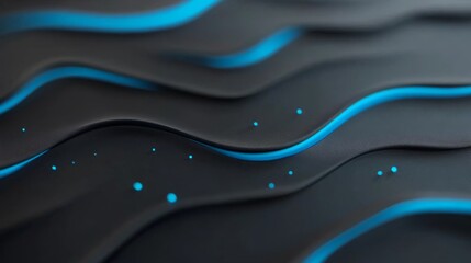 Leinwandbilder - Close-up view of a textured black surface featuring subtle blue highlights, showcasing a minimalist aesthetic with ample space for design elements on the right