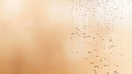 Aufkleber - Golden water droplets are captured midair, illuminated by soft directional light, creating subtle reflections on a beige background, offering a minimalist aesthetic