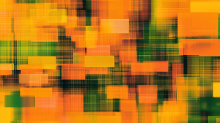 Wall Mural - Quantum computing and creativity, Vibrant abstract pattern with orange, yellow, and green colors blending together