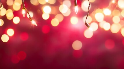 Aufkleber - Rich red backdrop sprinkled with glittering sparkles and glowing bokeh lights evokes a joyful holiday spirit, perfect for festive decorations and celebrations