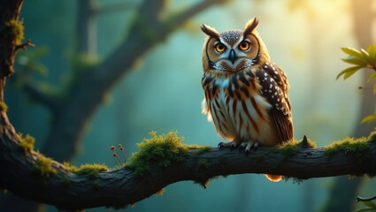 owl perched on a tree limb