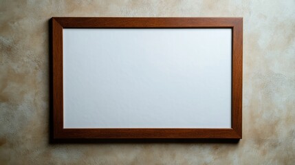Poster - A clean wooden picture frame hangs on a soft beige wall, illuminated by natural light that enhances its simplicity and creates an inviting ambiance