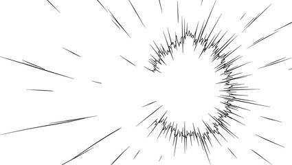Wall Mural - a black and white image with a dynamic explosion effect, often used in comic books to convey a radia