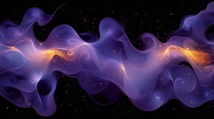 Wall Mural - Abstract swirling nebula glows vibrantly purple and orange. AI Generated