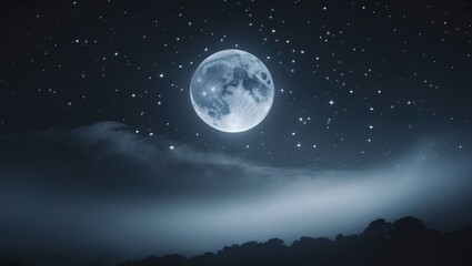 Wall Mural - night sky with moon and stars