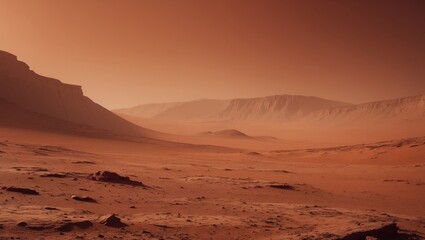 Wall Mural - Mars - the crimson planet. Surface features and atmospheric dust. digital artwork